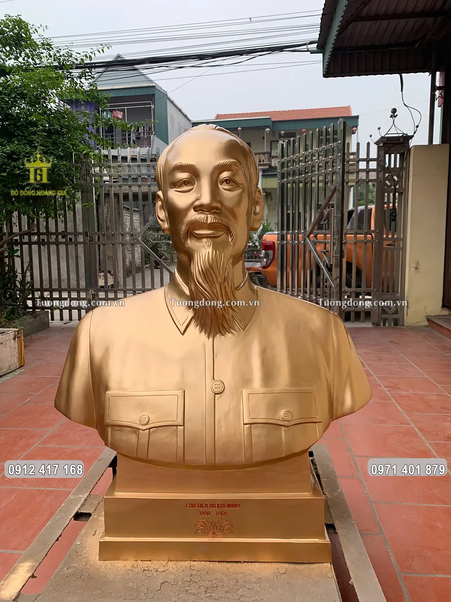 Tượng Bác Hồ Bán Thân Bằng Đồng Đỏ Cao 1M2