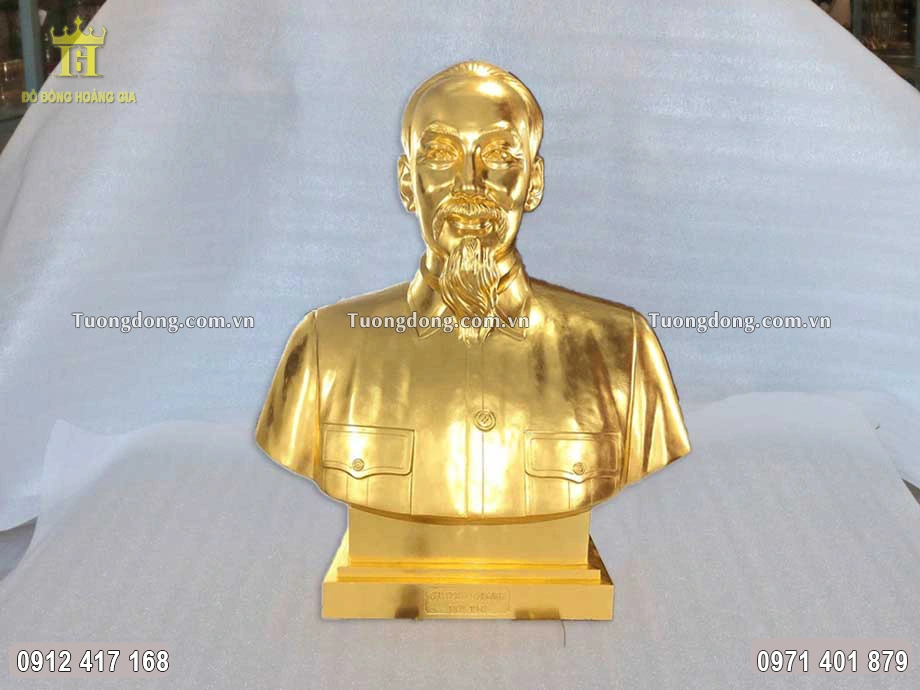 Tượng Bán Thân Bác Hồ Mạ Vàng 24K Cao 70Cm