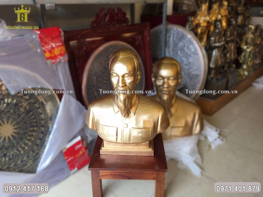Tượng Chân Dung Bác Hồ Bằng Đồng Vàng Cao 70Cm