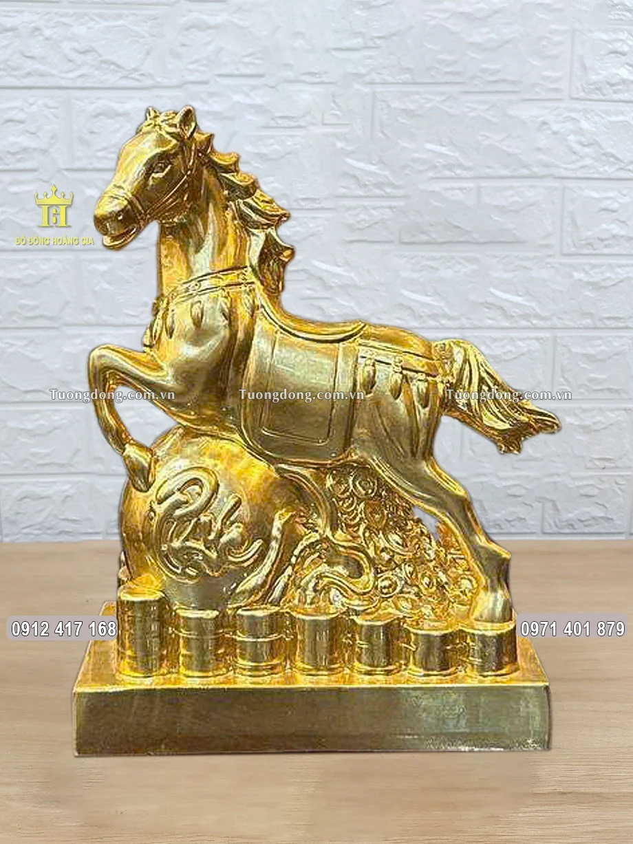 Tượng Đồng Kim Mã Bảo Phúc Mạ Vàng 24K