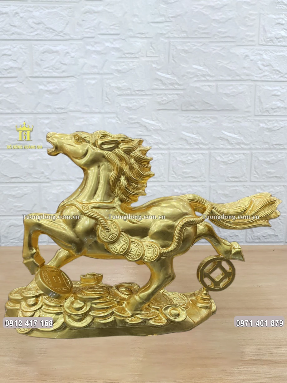 Tượng Ngựa Phong Thủy Phú Quý Thếp Vàng 9999