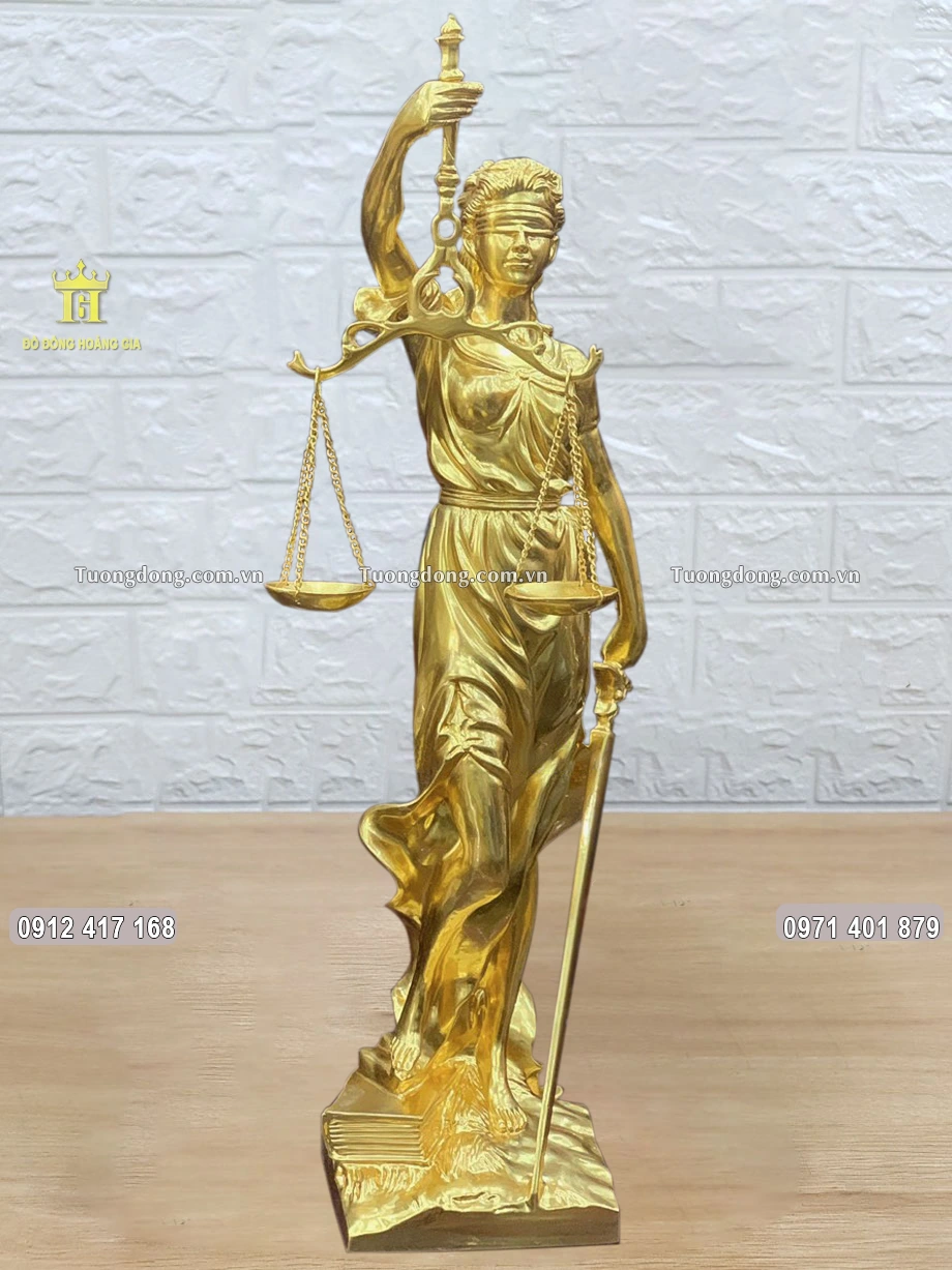 Tượng Nữ Thần Công Lý Bằng Đồng Dát Vàng 24K