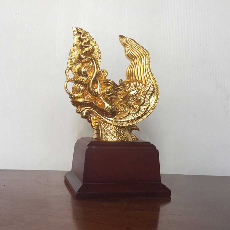 Đầu Rồng Thời Lý Bằng Đồng Dát Vàng 9999