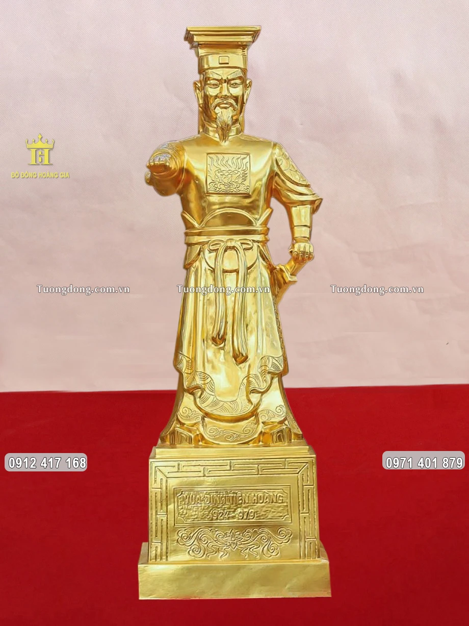 Tượng Đồng Đinh Tiên Hoàng Dát Vàng 9999