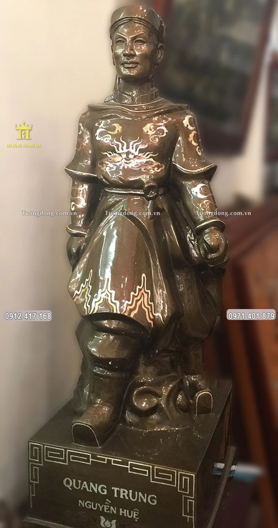 Tượng Đồng Vua Quang Trung - Nguyễn Huệ Khảm Tam Khí Cao 70Cm