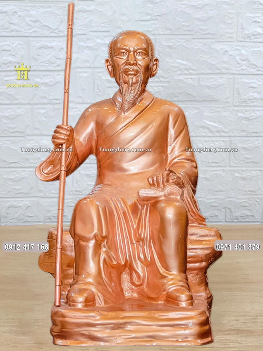 Tượng Hải Thượng Lãn Ông Lê Hữu Trác Bằng Đồng Đỏ Cao 42Cm