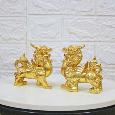 Đôi Tỳ Hưu Phong Thủy Bằng Đồng Dát Vàng 24K cao cấp - TĐ166