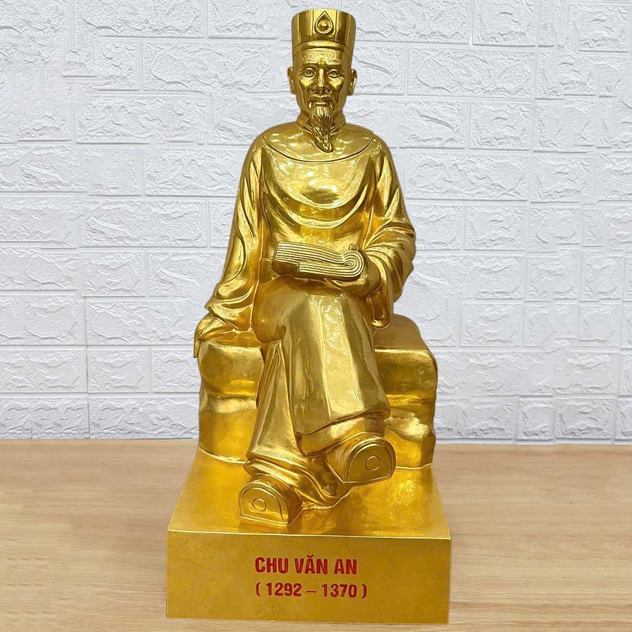 Tượng Đồng Chu Văn An Ngồi Đọc Sách Dát Vàng 9999 Cao 90Cm