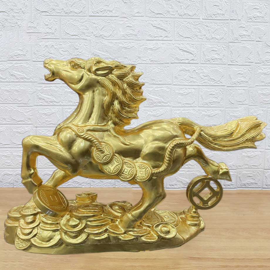 Tượng Ngựa Phong Thủy Phú Quý Thếp Vàng 9999