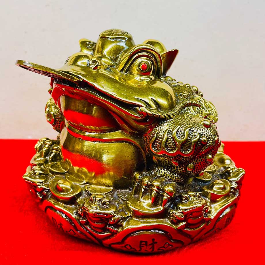 Tượng Thiềm Thừ Cóc Ba Chân Bằng Đồng Vàng Hun Giả Cổ