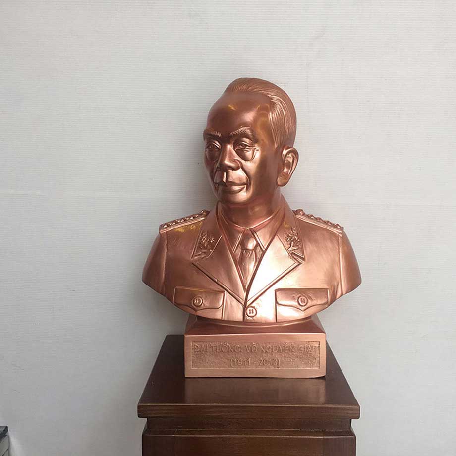 Tượng Bác Giáp Nhìn Nghiêng Bằng Đồng Đỏ Để Mộc