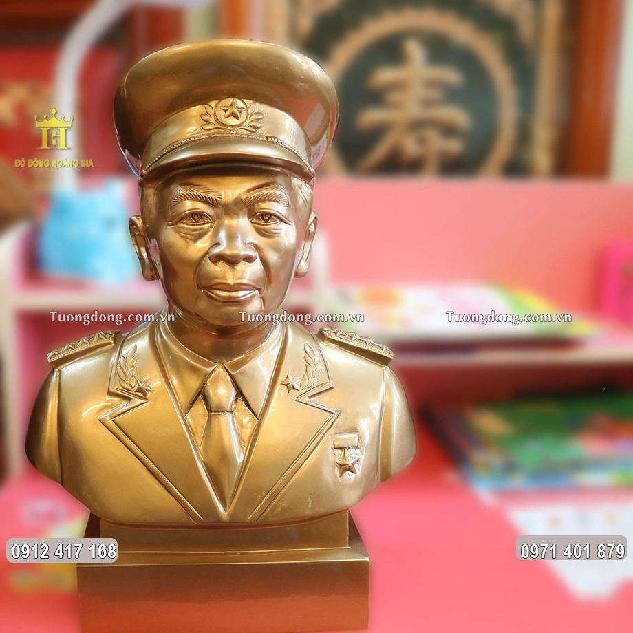 Tượng Đồng Bán Thân Bác Giáp Đội Mũ Cao 45Cm