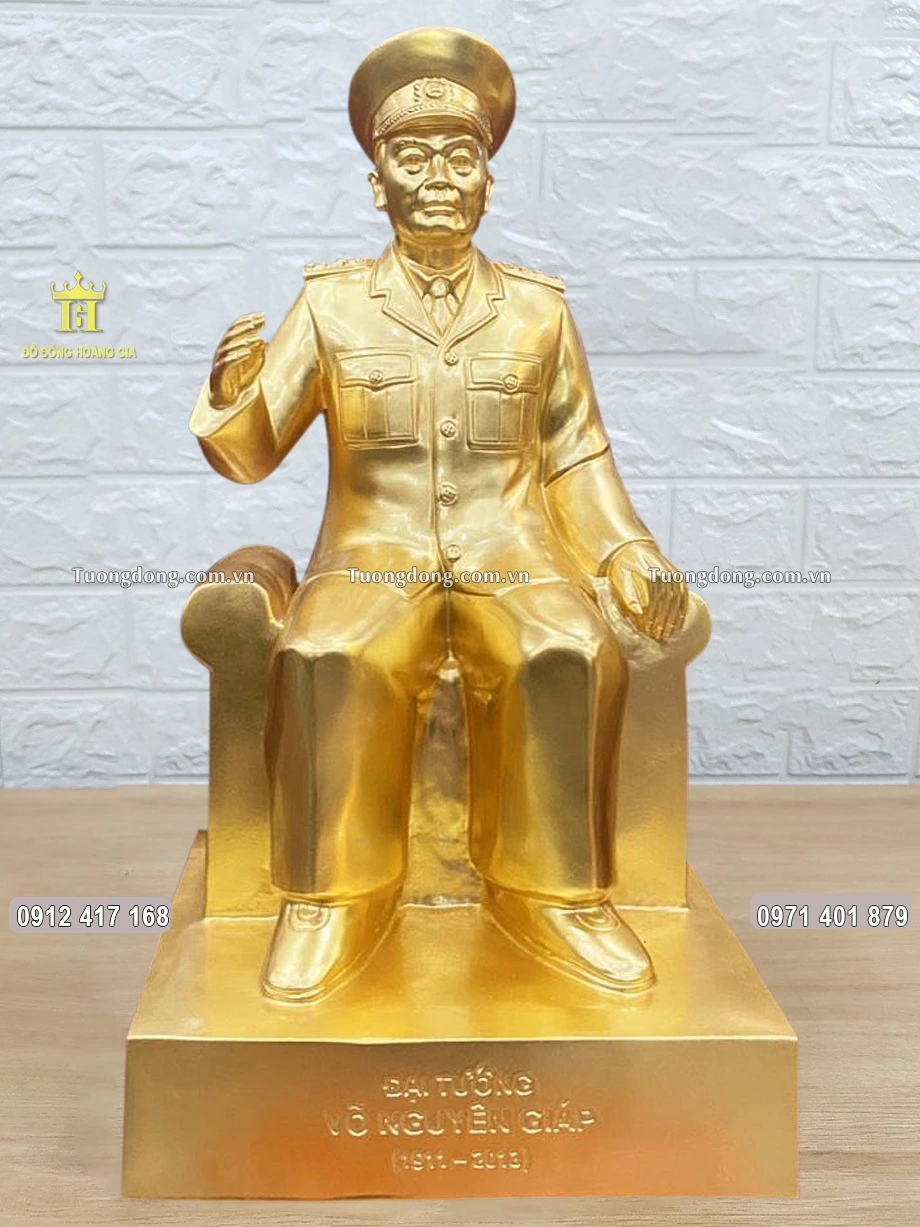 Tượng Đồng Đại Tướng Võ Nguyên Giáp Ngồi Ghế Dát Vàng 9999