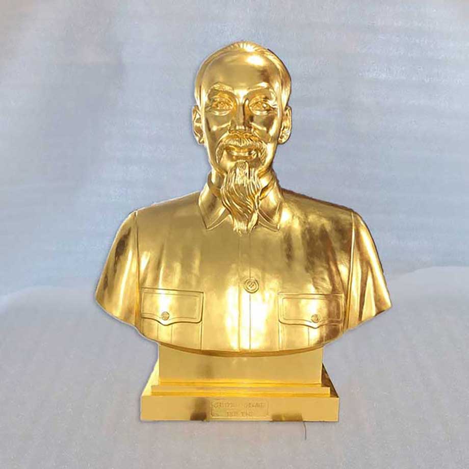 Tượng Bán Thân Bác Hồ Mạ Vàng 24K Cao 70Cm