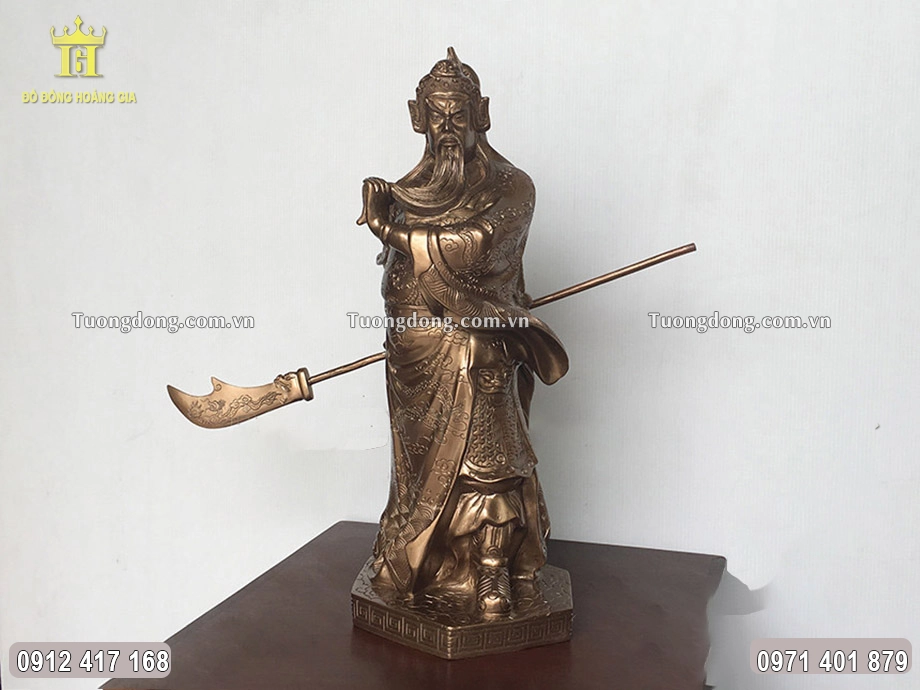 Tượng Quan Vân Trường Bằng Đồng Đỏ Cao 40Cm