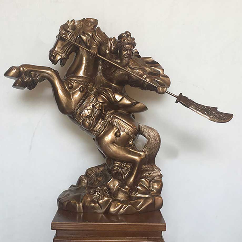 Tượng Đồng Quan Vân Trường Cưỡi Ngựa Cao 50Cm