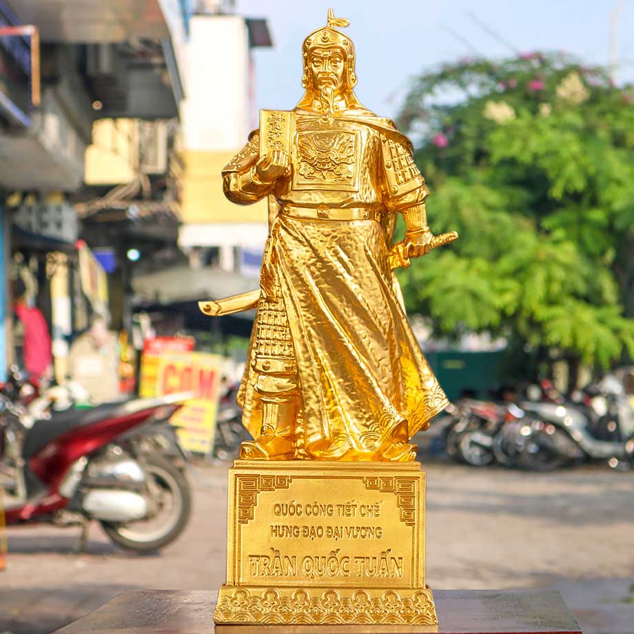 Tượng Đồng Trần Hưng Đạo Thếp Vàng 9999 Cao 81Cm Mẫu Mới