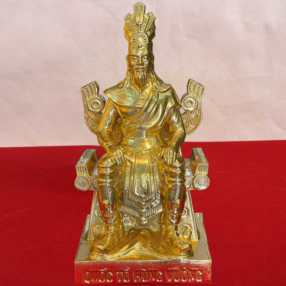 Tượng Đồng Vua Hùng Ngồi Ngai Mạ Vàng 24K