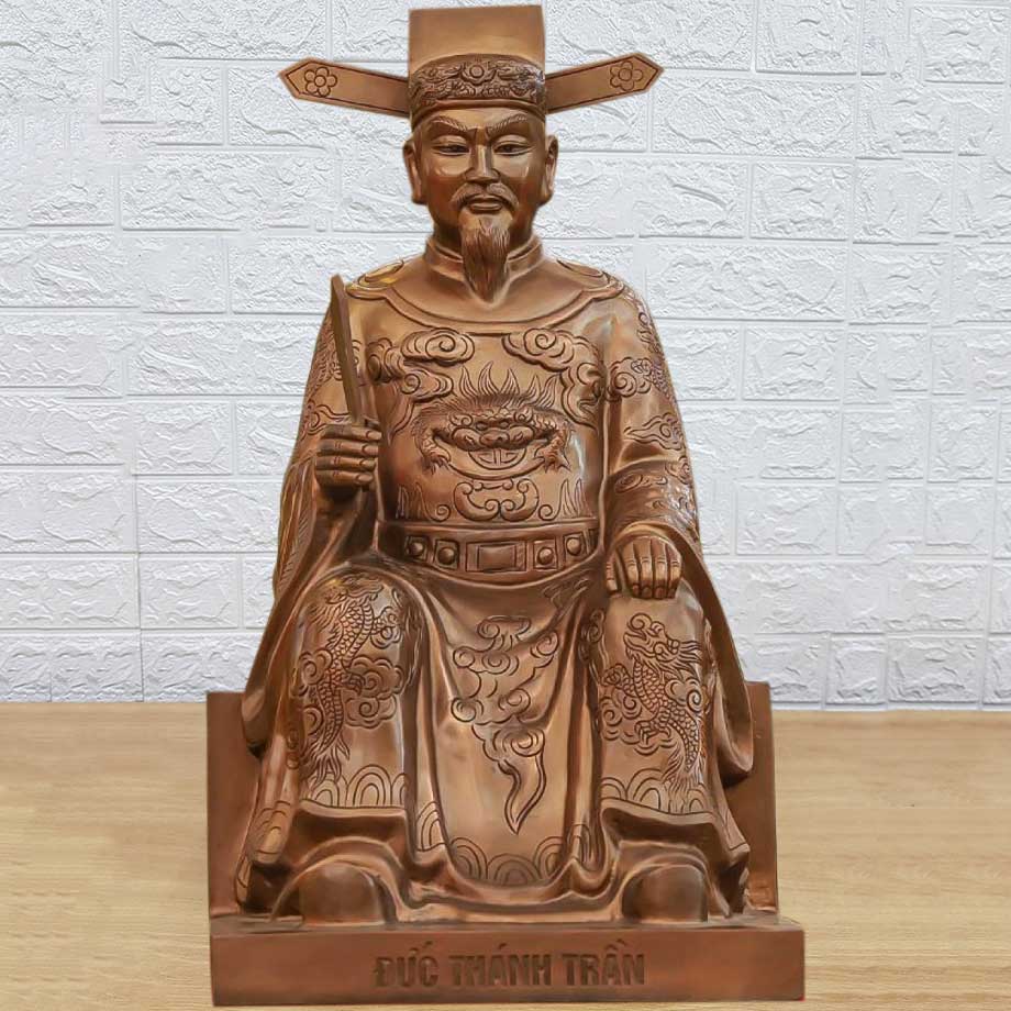 Tượng Đức Thánh Trần Bằng Đồng Đỏ Làm Màu Hun Giả Cổ