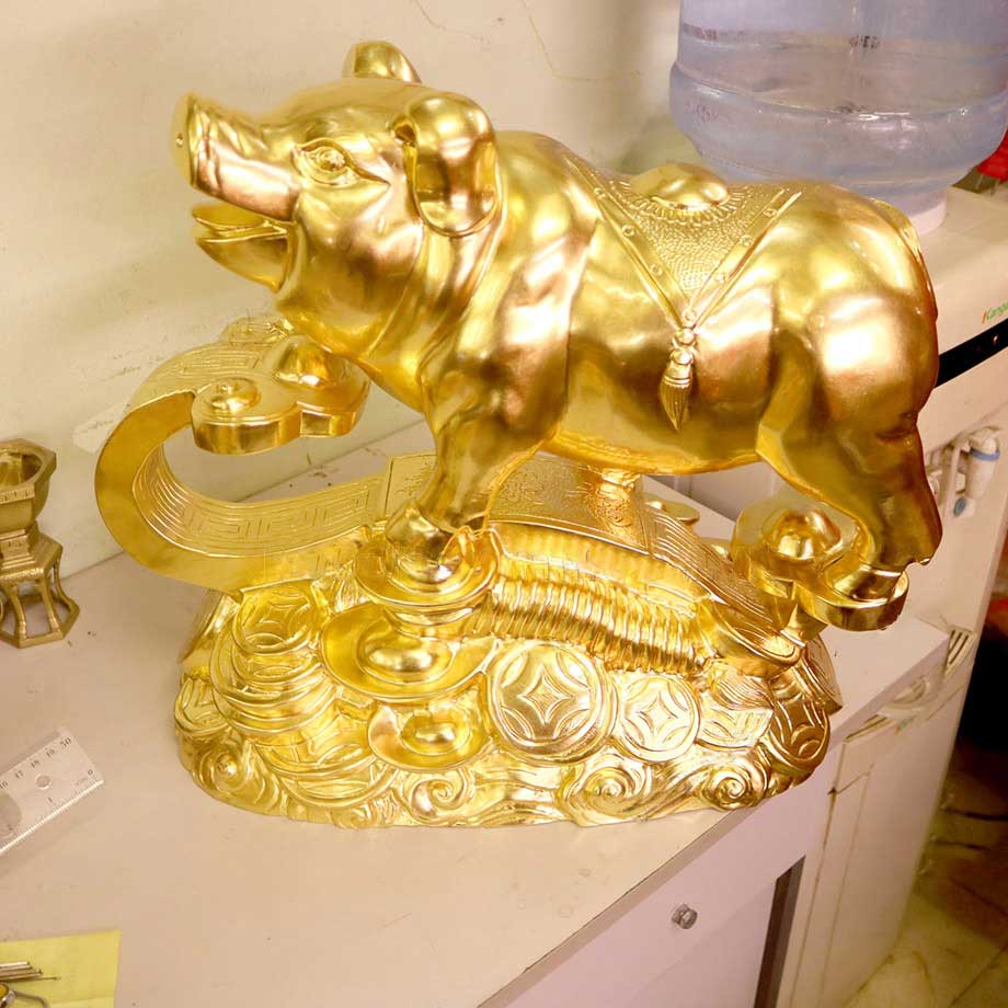 Tượng Heo Tài Lộc Bằng Đồng Dát Vàng 9999