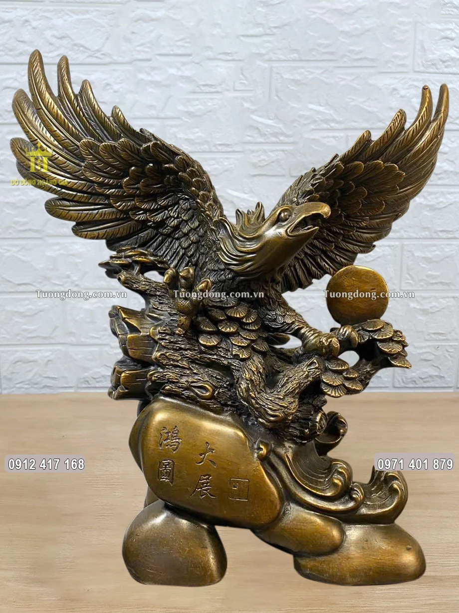 Tượng Đại Bàng Tung Cánh Bằng Đồng Hun Nâu