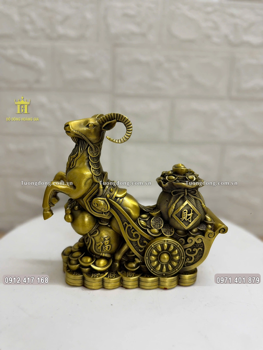 Tượng Dê Kéo Xe Tiền Vàng - Chiêu Tài Tụ Lộc