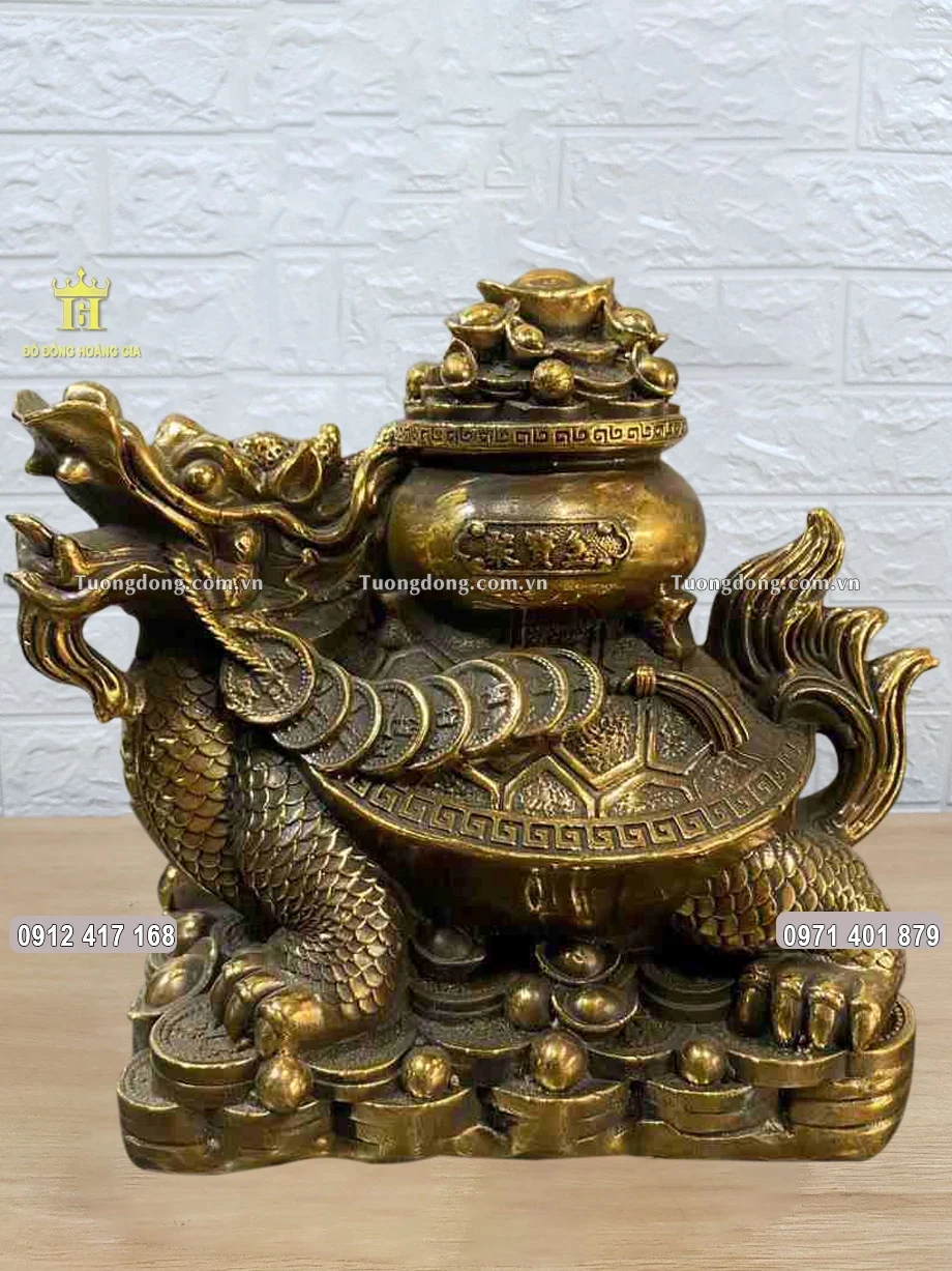 Tượng Long Quy Rùa Đầu Rồng Cõng Hũ Vàng Tài Lộc