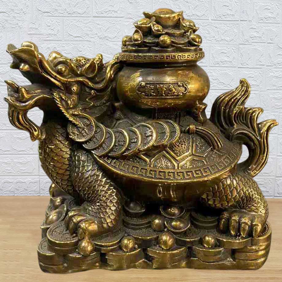 Tượng Long Quy Rùa Đầu Rồng Cõng Hũ Vàng Tài Lộc