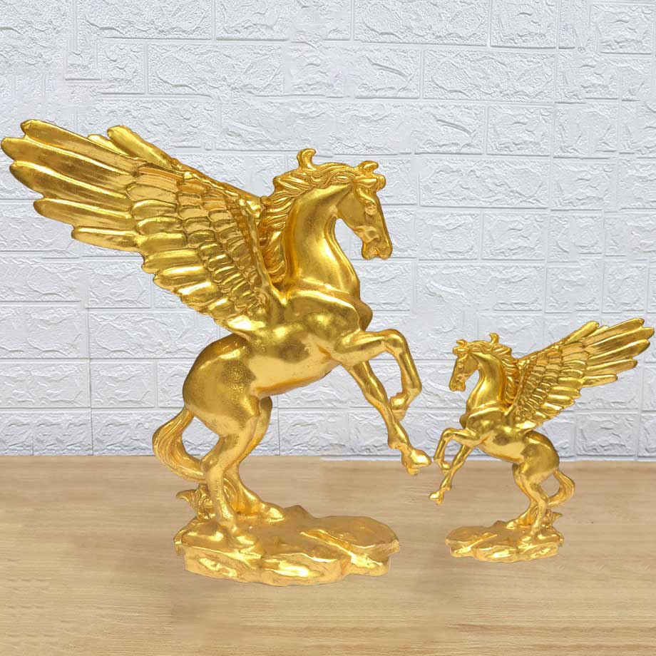 Tượng Ngựa Thần Có Cánh Pegasus Dát Vàng 9999 Cao 52Cm