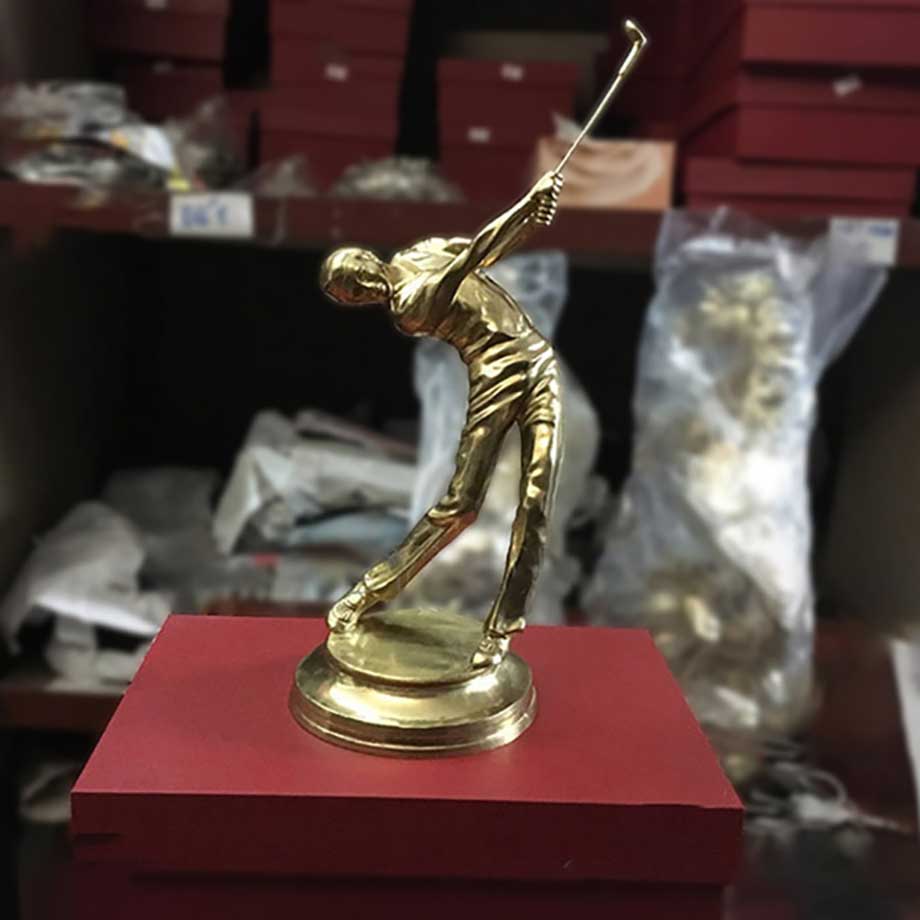 Tượng Người Đánh Golf Bằng Đồng Nguyên Chất Cao 21Cm