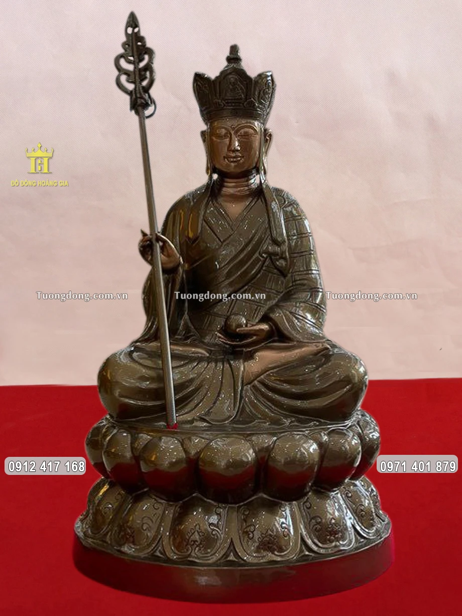 Tượng Đồng Địa Tạng Vương Bồ Tát Màu Hun Trầm Cổ