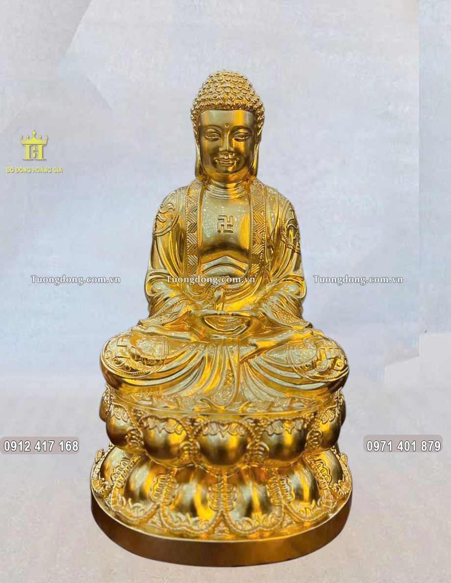 Tượng Đồng Phật A Di Đà Thếp Vàng 9999