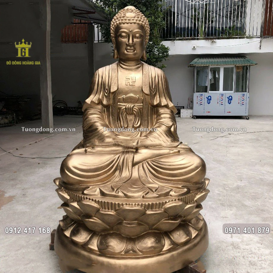 Tượng Phật A Di Đà Bằng Đồng Đỏ Cao 2M